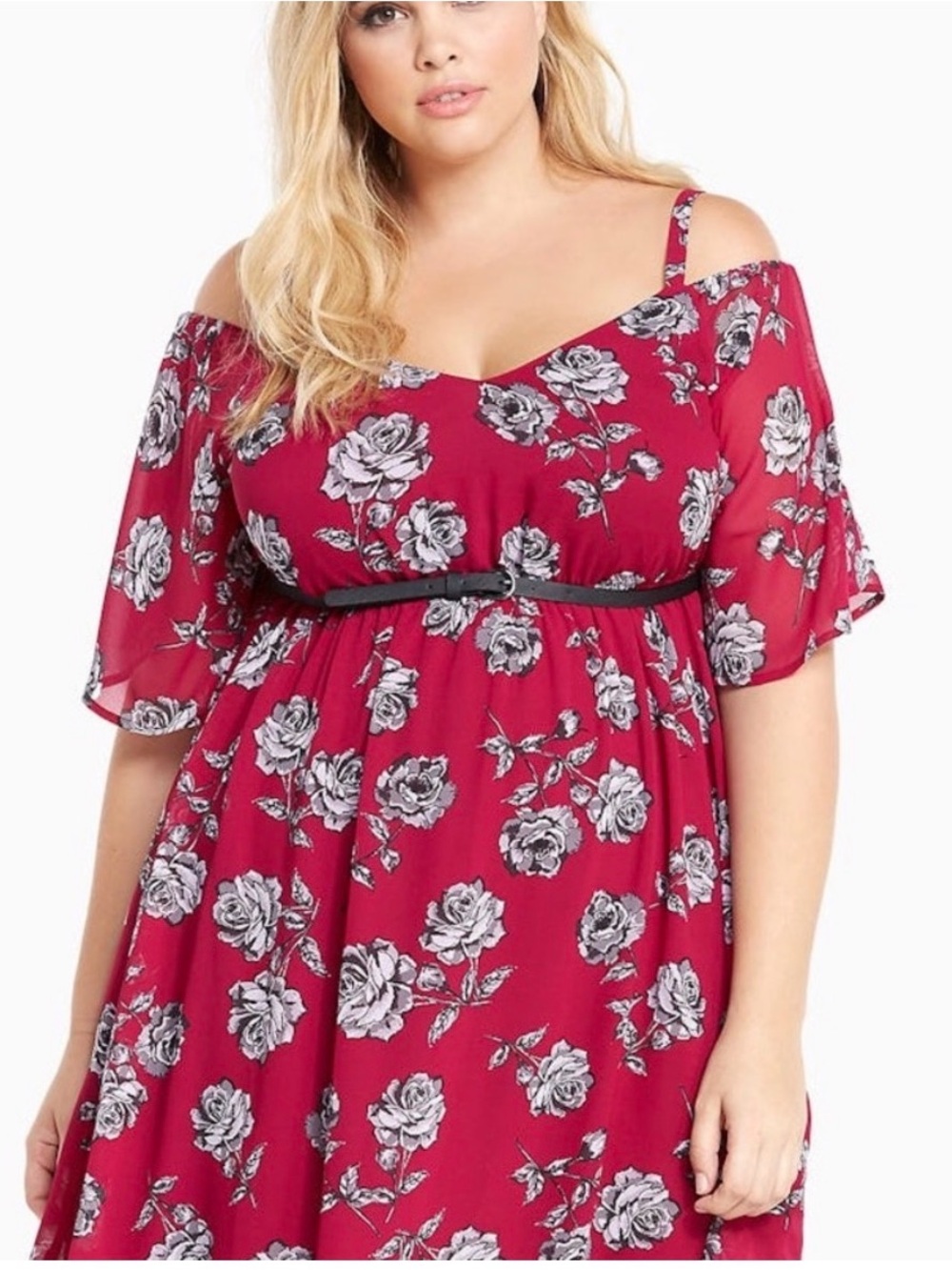 Torrid Dark Pink Asymmetrical Ruffled Empire Waist Sundress. PTP 23